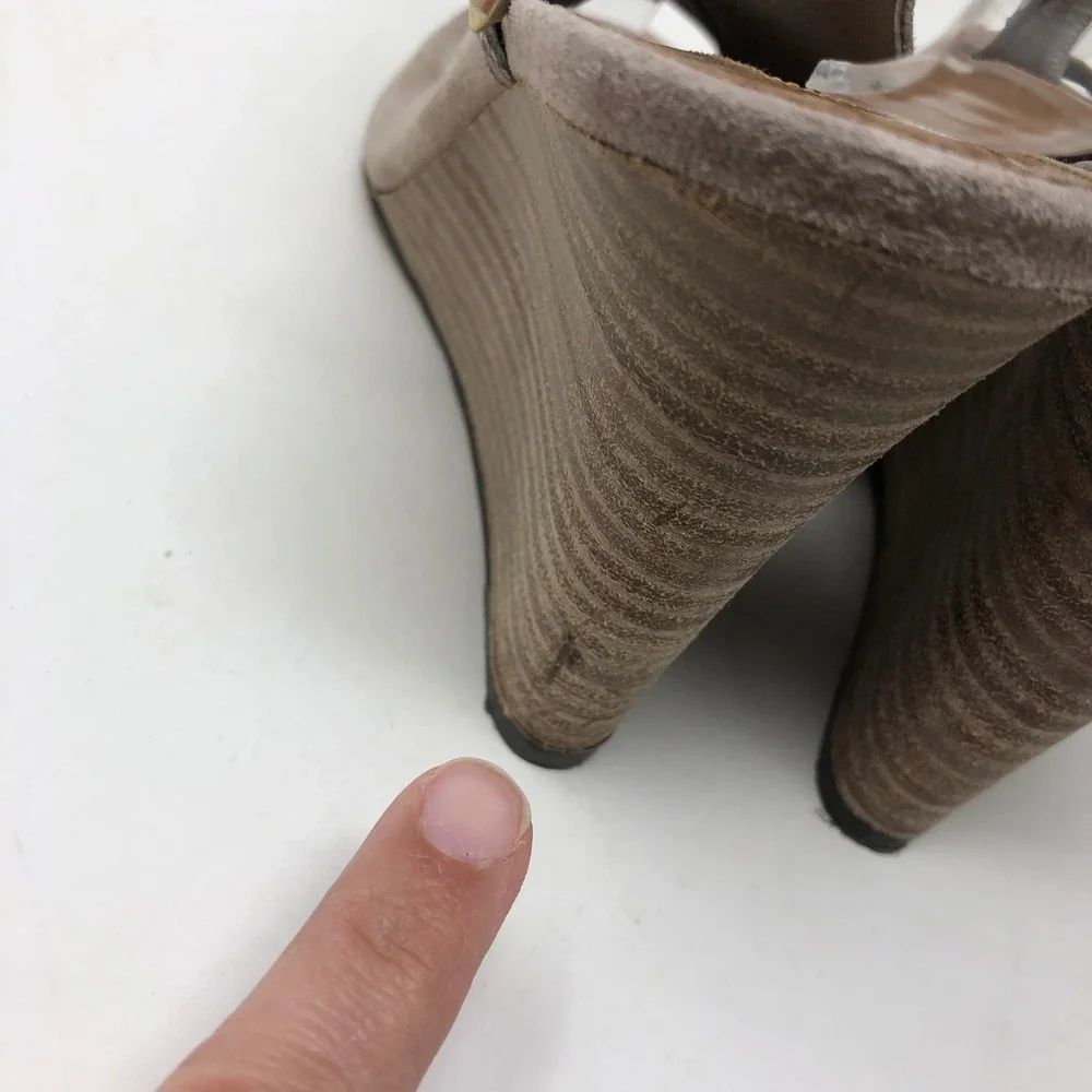 Aquazzura Belgravia Wedge Sandal Women 40 US 10 Taupe Suede Lace Up Cutout Italy